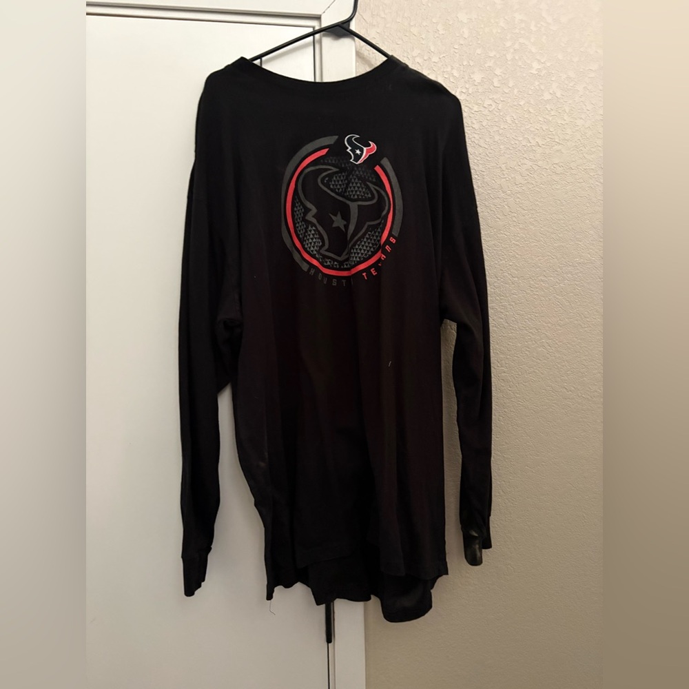 Men’s Fanatics Houston Texans Black Long-Sleeve Graphic Tee with Red Accents